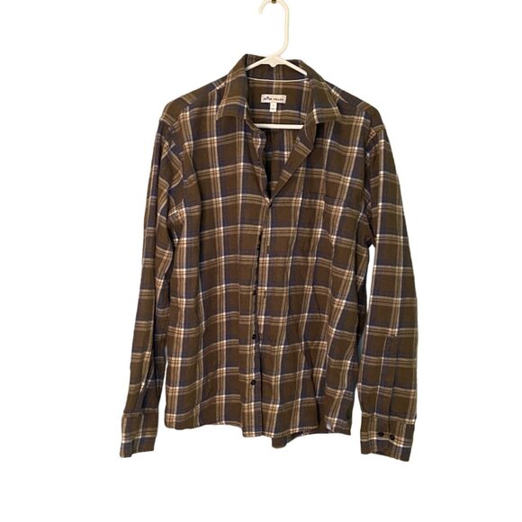 Peter Millar Green/ Blue Plaid Cotton Button Down Mens Sz. Large L Fall Flannel - Picture 1 of 5